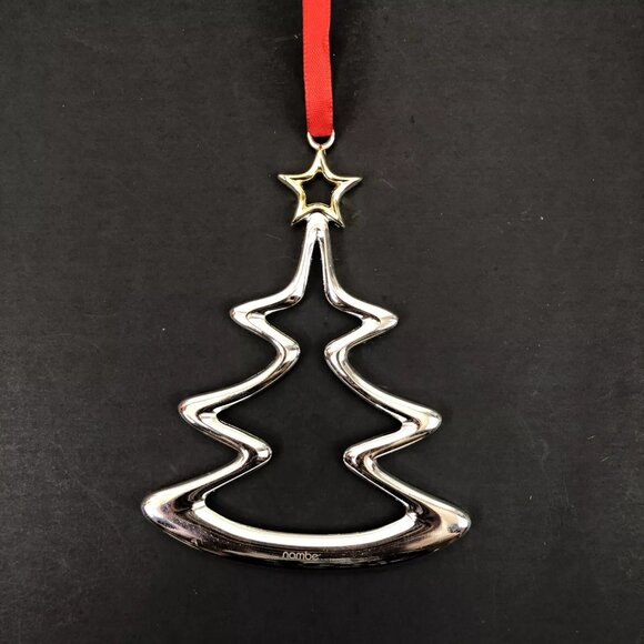 Nambe Brass Silver Plated Christmas Tree Ornament Gold Plated Star Top Modernist - Picture 2 of 6